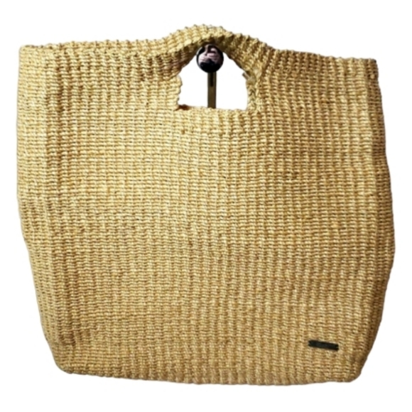 Esprit Handbags - Vintage 90s ESPRIT Woven Beach Bag Purse Natural Large Tote w/Handle Seagrass